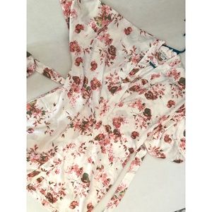White with Floral Print Robe
